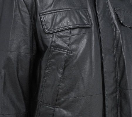 Excelled Faux Leather Mens Hooded ParkaCoat