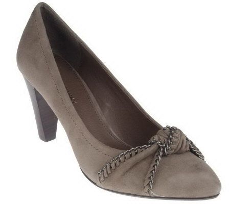B. Makowsky Suede Pumps with Chain Knot Detail - A210473