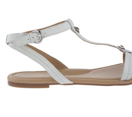 Tignanello Leather Flat T-strap with Ornament Detail