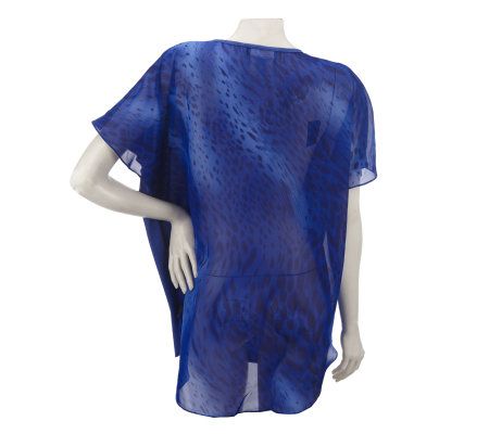 Attitudes by Renee Animal Print Short Sleeve Chiffon Top
