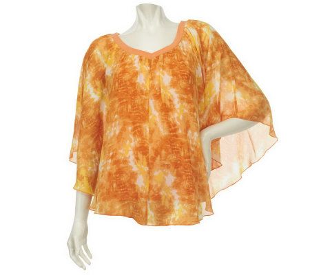 Belle Gray by Lisa Rinna Knit Top with Tie Dye Capelet - A222273