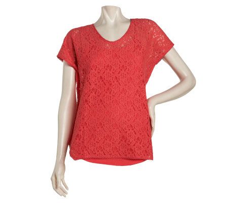 Motto Stretch Lace Top with Crochet Trim and Cami - A223973