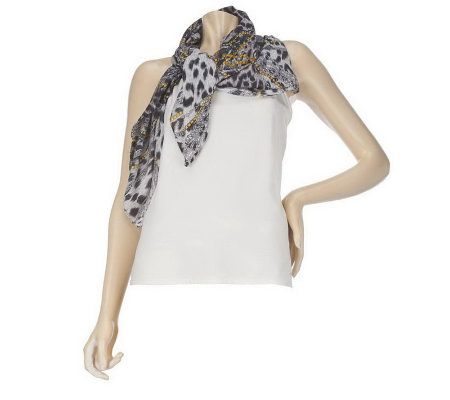 Adorn by Wendy Williams Animal Print with Chain Motif Scarf - A225073
