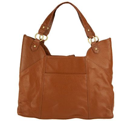 Wendy Williams Pebble Leather with Croco Trim Shopper Bag