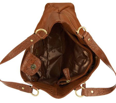 Wendy Williams Pebble Leather with Croco Trim Shopper Bag