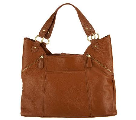 Wendy Williams Pebble Leather with Croco Trim Shopper Bag - A225573