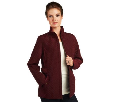 Liz Claiborne New York Fleece Lined Zip Front Quilted Coat - A225773