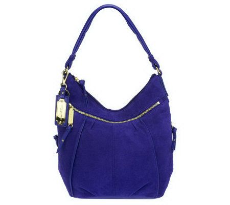 Tignanello Suede Hobo Bag with Side Zip Pockets - A226373