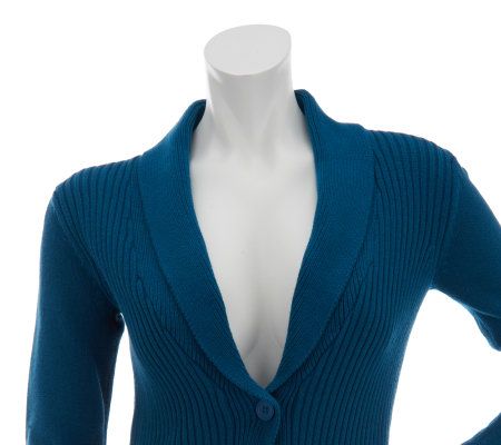 Liz Claiborne New York Mixed Rib Shawl Collar Cardigan