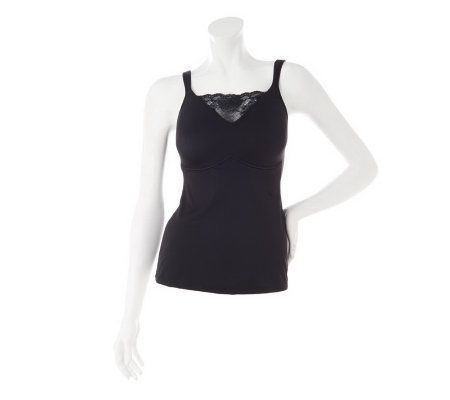 Breezies Curve & Contour Lace Trim Cami w/ Built-in Bra - A227173