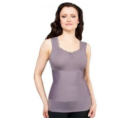 Jockey Three Panel Shaping Tank with Lace Trim - A230473