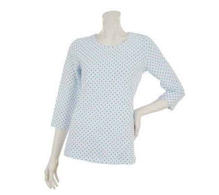 Denim & Co. 3/4 Sleeve Scoop Neck Dot Print Top - A230873