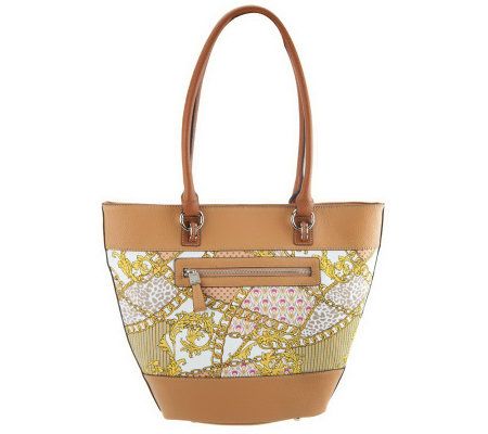 Tignanello Printed Tote Bag With Front Zipper - A231573