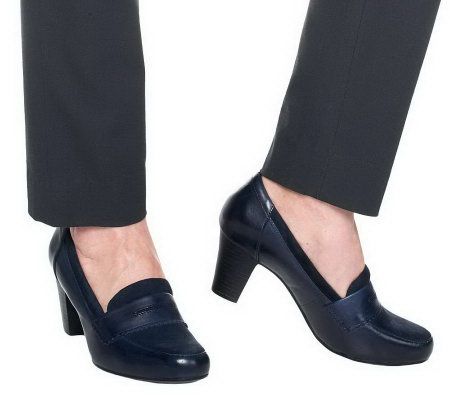 As Is Clarks Bendables Sapphire Eos Leather Loafer Pumps - A231773