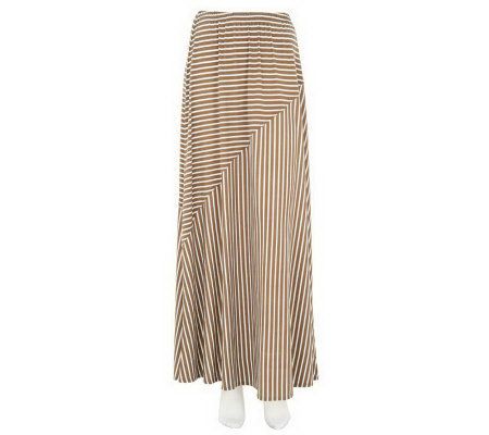 Susan Graver Stripe Liquid Knit Pull-on Petite Maxi Skirt - A231973