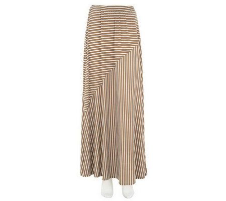 Susan Graver Stripe Liquid Knit Pull-on Petite Maxi Skirt - A231973