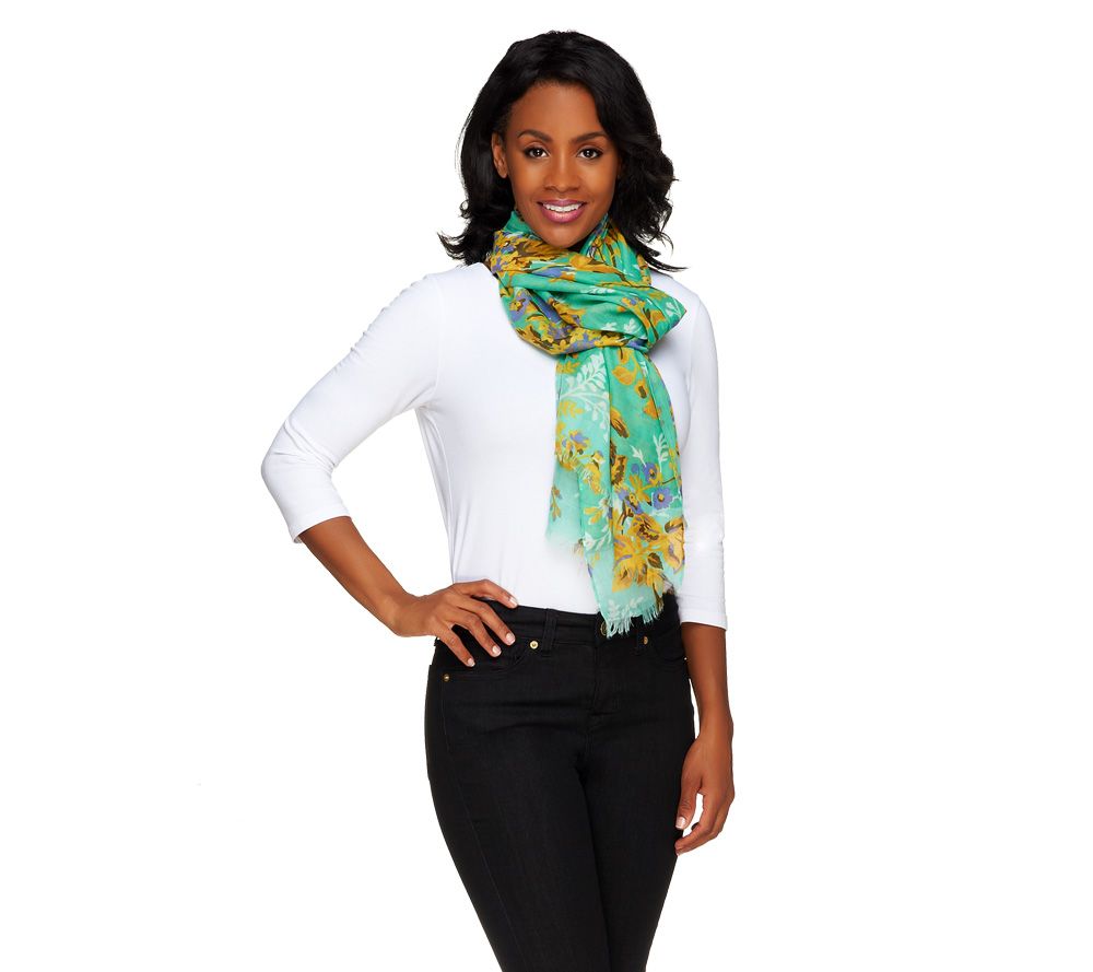 Isaac Mizrahi Live! Spring Bouquet Floral Printed Scarf - A233273