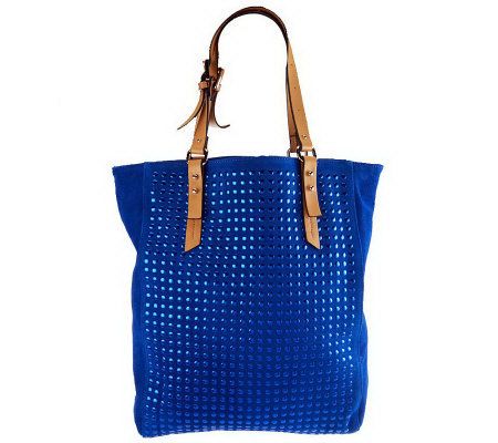 Kelsi Dagger Cicely Suede Tote with Vachetta Trim & Stud Detail - A233973