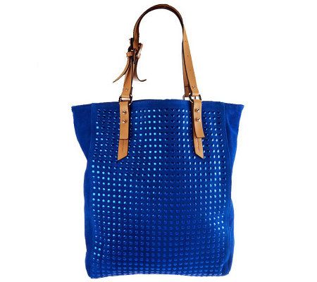 Kelsi Dagger Cicely Suede Tote with Vachetta Trim & Stud Detail - A233973