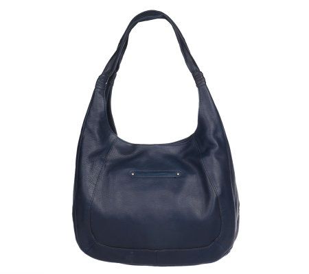 B. Makowsky Washed Glove Leather Hobo Bag w/ Gathered Pocket