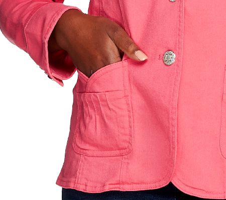 Denim & Co. Stretch Twill Jacket with Novelty Pocket Detail