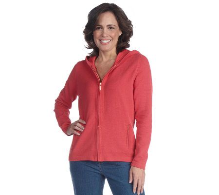 Liz Claiborne New York Hooded Zip Front Cardigan - A211874
