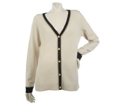 Kelly by Clinton Kelly V-neck Cardigan with Trim Detail - A213874