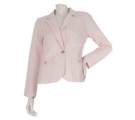 Liz Claiborne New York Long Sleeve Notch Collar Eyelet Blazer - A214274