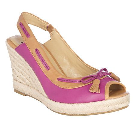 Isaac Mizrahi Live! Leather Peep Toe Espadrilles with Bow Detail - A215274