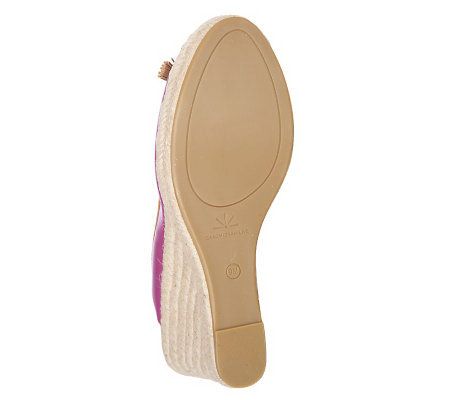 Isaac Mizrahi Live! Leather Peep Toe Espadrilles with Bow Detail