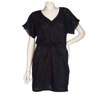 RUYI Cotton Eyelet Cover-Up with Drawstring - A215474