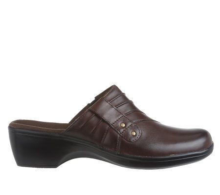 Clarks Bendables May Flower Leather Slip-on Clogs