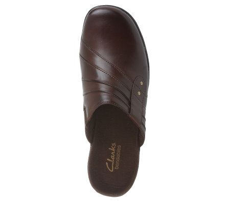 Clarks Bendables May Flower Leather Slip-on Clogs