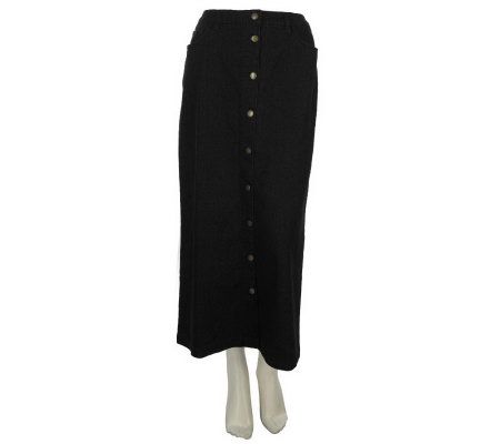 Denim & Co. Classic Waist Button Front Long Denim Skirt - A218274