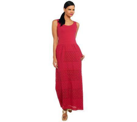 Isaac Mizrahi Live! Eyelet Maxi Dress - A222574