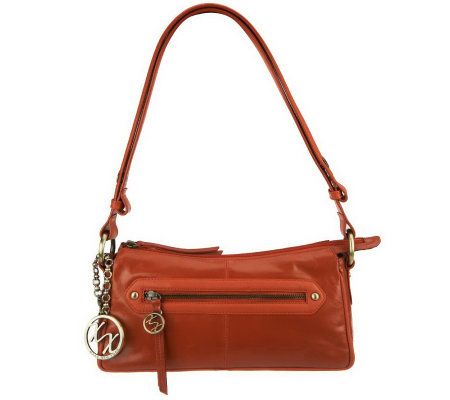 Maxx New York Glazed Leather Zip Top Bag w/ Glazed Leather and Pebble Trim - A222674