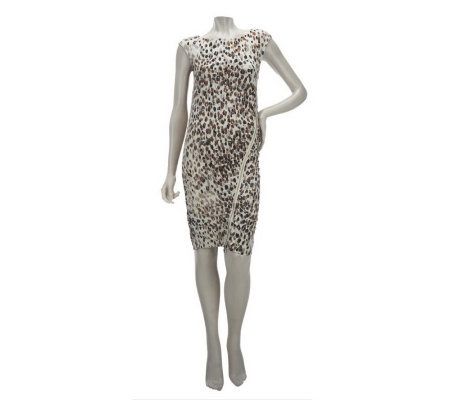 K-DASH by Kardashian Dot Print Gathered Dress with Zipper - A222974