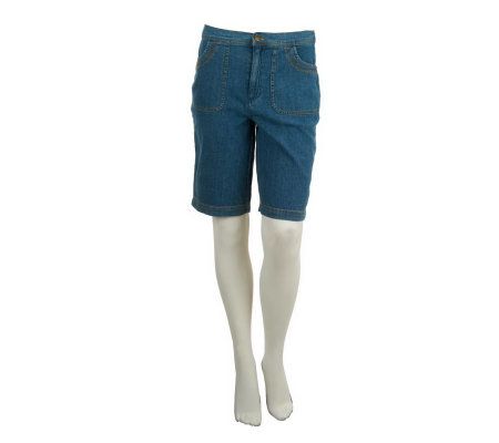 Denim & Co. Classic Waist Stretch Denim Bermuda Shorts - A223874