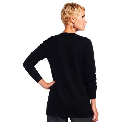 Joan Rivers Boyfriend Cardigan with Sequin Accents