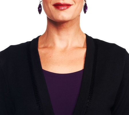Joan Rivers Boyfriend Cardigan with Sequin Accents