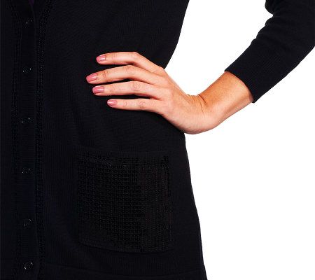 Joan Rivers Boyfriend Cardigan with Sequin Accents