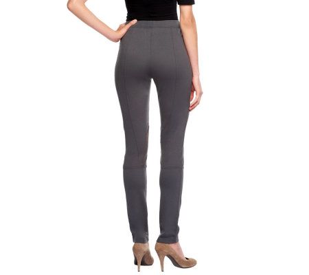 LOGO by Lori Goldstein Knit Pants with Faux Suede Detail