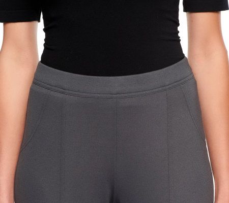 LOGO by Lori Goldstein Knit Pants with Faux Suede Detail