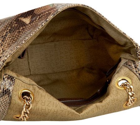 Isaac Mizrahi Live! Bridgehampton Leather Bag w/ Chain Strap