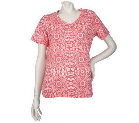 As Is Denim & Co. Short Sleeve V-Neck T Shirt - A229974