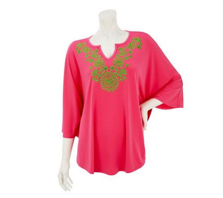 Quacker Factory DreamKnit Artisan Embroidered Top - A230574