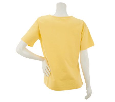 Denim & Co. Short Sleeve Lace Yoke Top