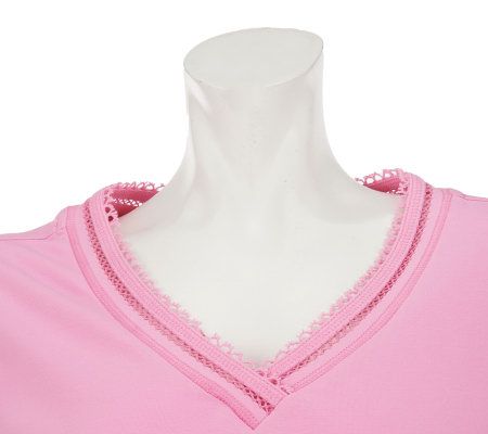 Denim & Co. Essentials 3/4 Sleeve Knit Top with Crochet Detail