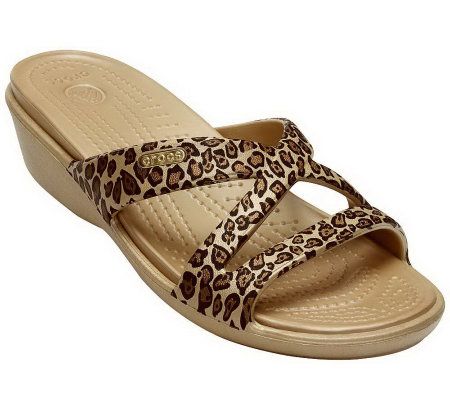 Crocs Womens Patricia II Leopard Print Wedge Sandals - A327874