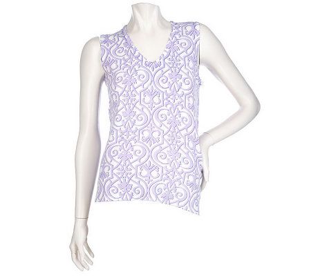 Lilly & Van Sleeveless V-neck Printed Sweater - A86674